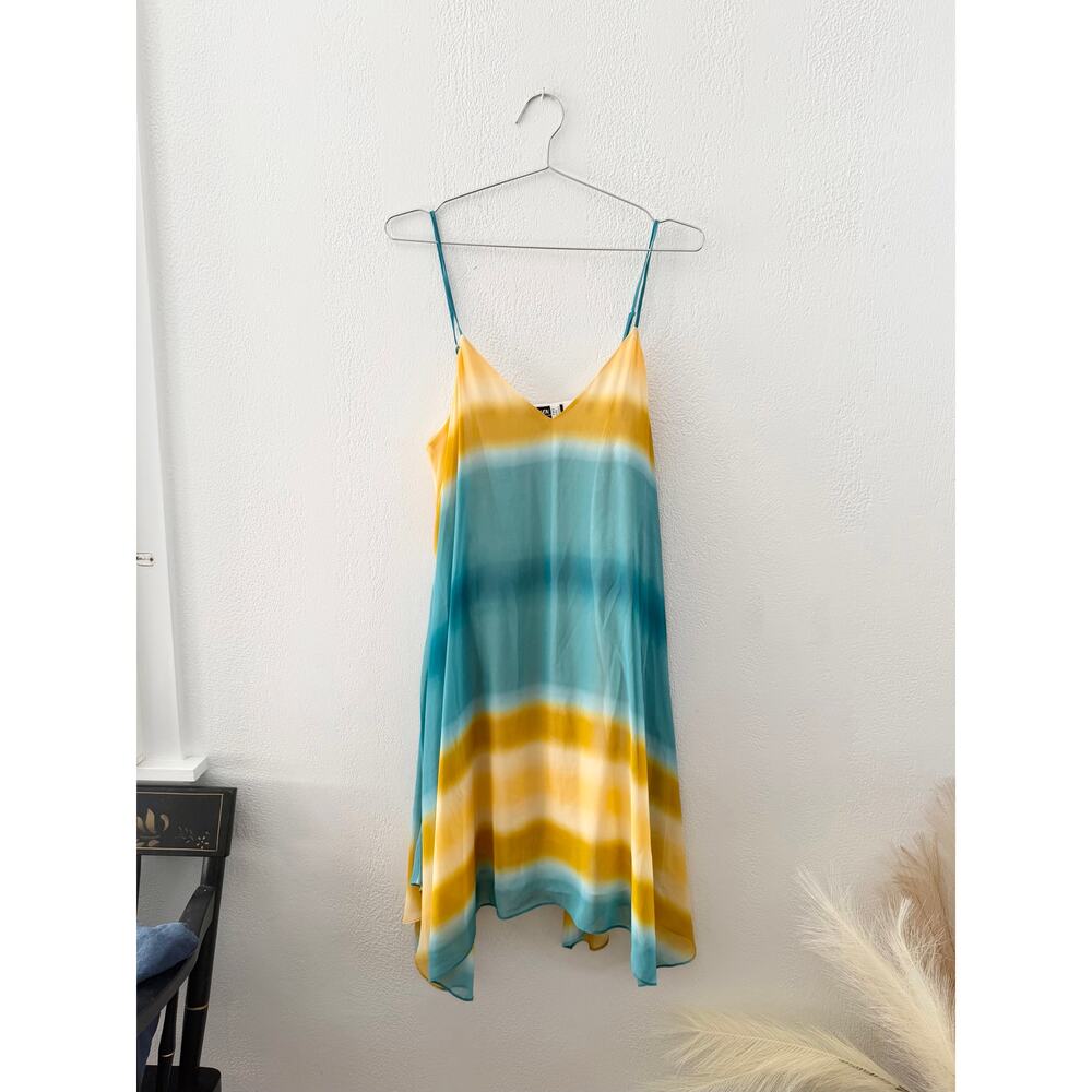 Allen B Yellow and Blue Dye Midi Dress- Size 6